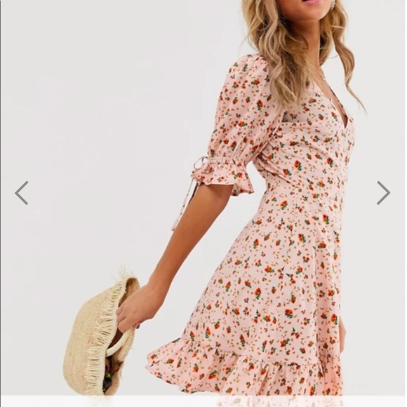 ASOS Wednesday's Girl mini wrap dress w tie sleeve
